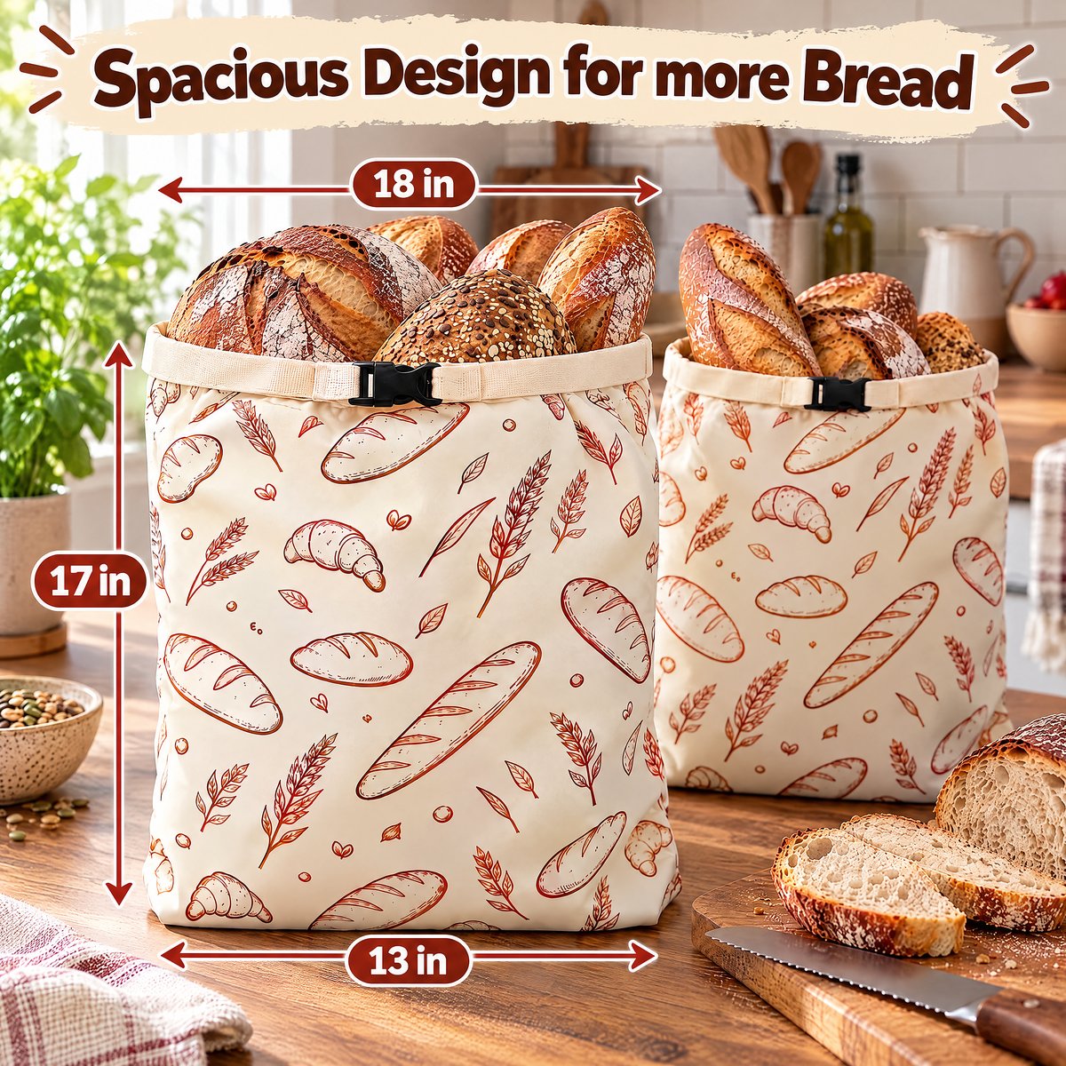 Bexholm Beeswax Bread Bags for Homemade Bread and Sourdough, 2 Pack XL, photo 3 of 4